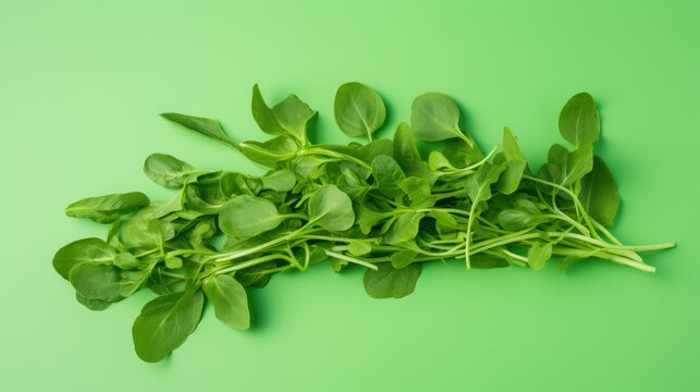 AI generated illustration of a variety of leafy green plants displayed on a solid green background