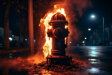 a flaming fire hydrant. Generative AI