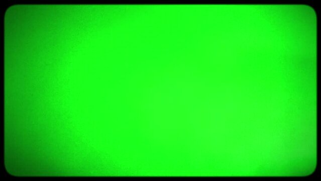 Old Television Set with Green Screen. Retro 80s, 90s. Effect of retro TV with kinescope on a green screen. Rounded edges of the TV screen. Ideal for overlay. Chromakey.