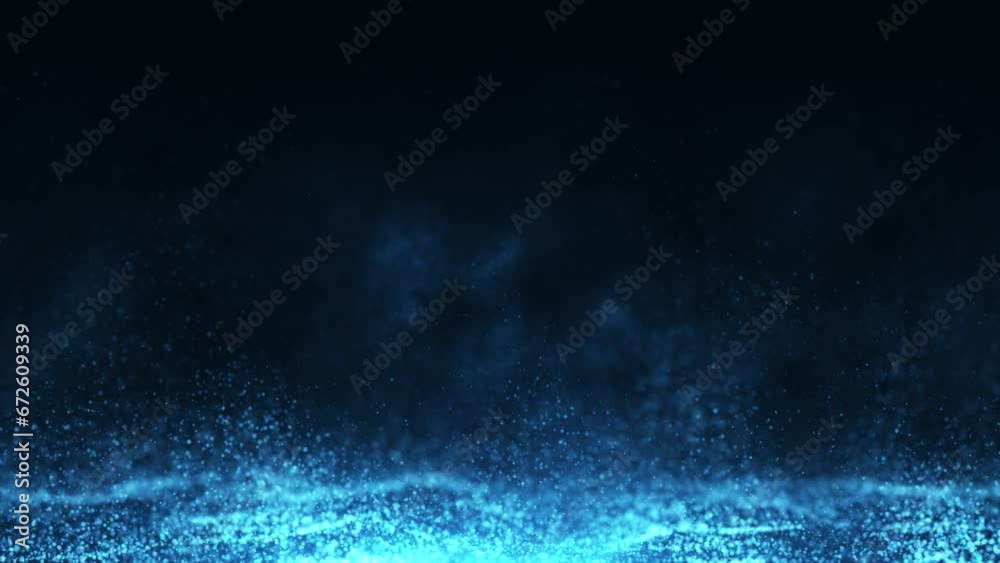 Canvas Prints abstract blue smoke and glowing particles background animation, 4k seamless loop