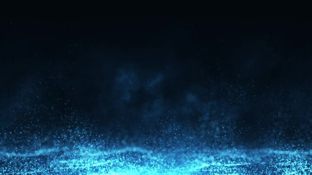 abstract blue smoke and glowing particles background animation, 4k seamless loop