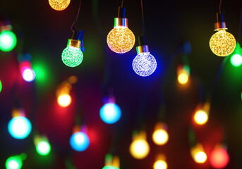 Colorful festive Christmas lights on display