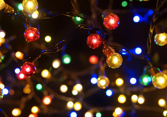 Colorful festive Christmas lights on display