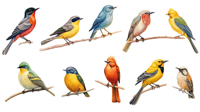 Colorful exotic birds Ai Generative
