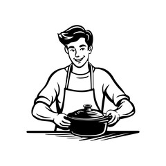 Hand drawn sketch of chef. Vector illustration.
