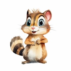 AI generated illustration of a cute squirrel isolated on white background