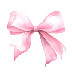 Foto op Aluminium Watercolor illustration of pink ribbon isolated on white background. © yelosole