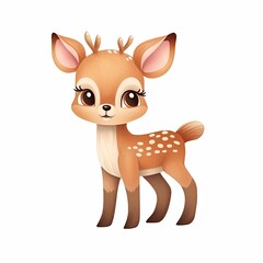 AI-generated illustration of an adorable cartoon deer on a white background