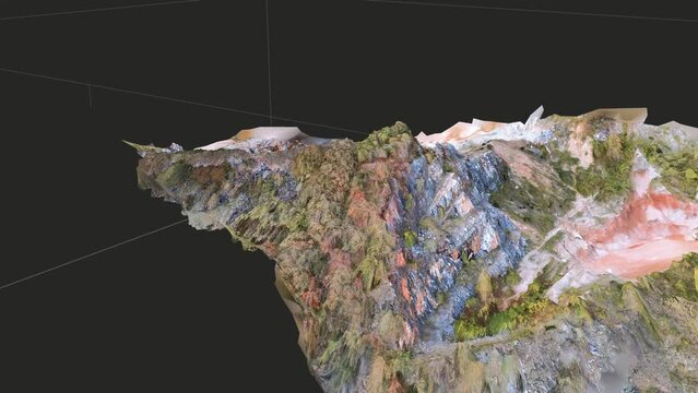 3D model generated with drone of aggregate quarry.