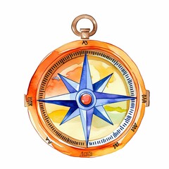 AI generated illustration of a compass featuring a vivid color palette on a white background