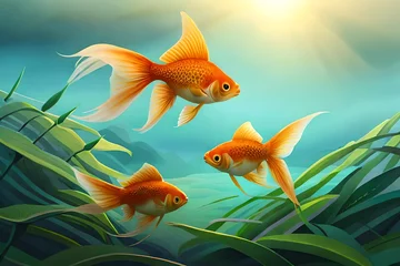 Fotobehang goldfish in water © Sofia Saif