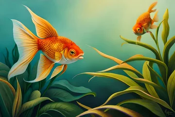 Fotobehang goldfish in aquarium © Sofia Saif