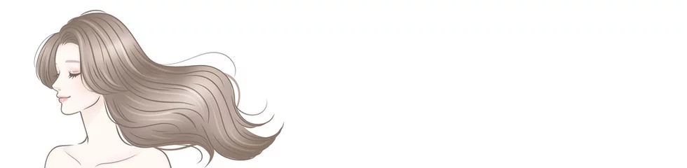 Foto op Canvas 髪が靡いている女性,美髪,キューティクル,美しい髪,ロングヘアー,シャンプー,トリートメント,ヘアオイル,美容室,ヘアケア,女性,女性・女の子のイラスト素材 © ILLUSTRATION ＊ STORE