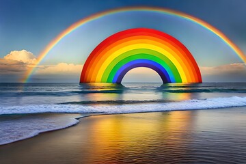 Fototapeta na wymiar rainbow over the ocean