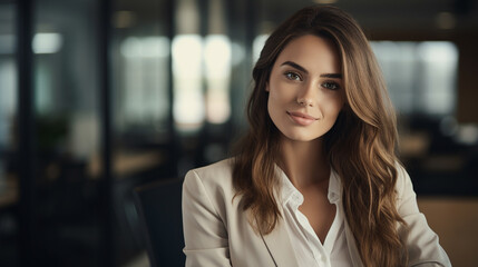 Modern business woman looking at the camera in the office