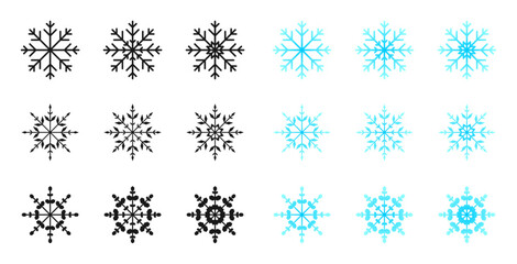 set of snowflake icon vector design isolated on white background.