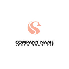 Abstract swan logo vector in circle shape.