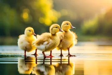 Fotobehang duck and ducklings © Sofia Saif