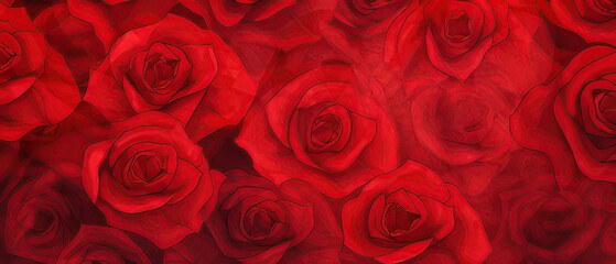 All red roses background with shadows.. Wedding invention and Valentines day card.