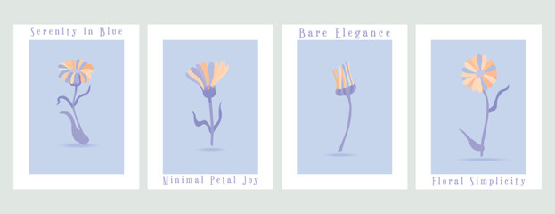 Vector minimalistic cards with plant parts