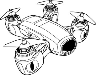 outline illustration of drone for coloring page