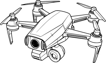 outline illustration of drone for coloring page