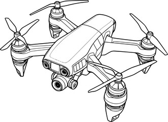 outline illustration of drone for coloring page