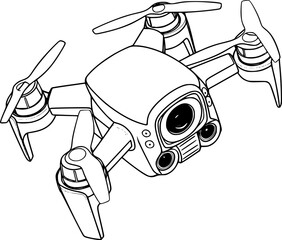 outline illustration of drone for coloring page