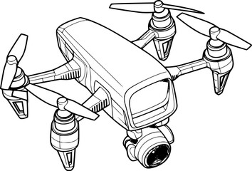 outline illustration of drone for coloring page