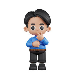 3d Character Teacher Curious Poses. 3d render isolated on transparent backdrop.