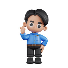 3d Character Teacher Giving Mini Love Pose. 3d render isolated on transparent backdrop.