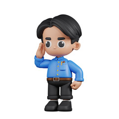 3d Character Teacher Giving Salute Pose. 3d render isolated on transparent backdrop.