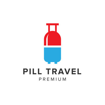 pill travel logo vector icon illustration