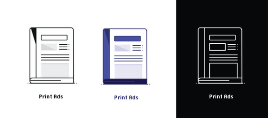 Print Ads Icon: Vintage Vibes with the Awesome Coloring  & Line Black and White. 