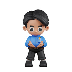 3d Character Teacher Holding Something Pose. 3d render isolated on transparent backdrop.