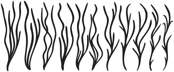 illustration of a silhouette of a grass isolated silhouettes set collection for ornamental print design
