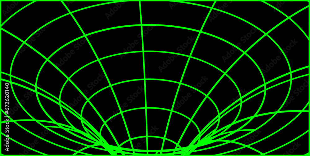 Poster Perspective grid 3d wireframe background in neon green color. Vector futuristic abstract space background in y2k style.