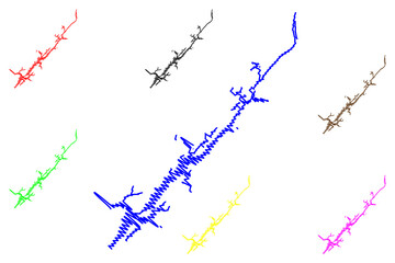 Lake Guntersville Reservoir (United States of America, North America, us, usa, Alabama) map vector illustration, scribble sketch Guntersville Dam map