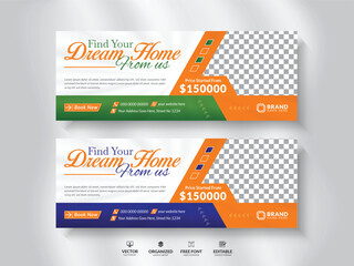 Real Estate social media cover and banner template design, Dream home Real estate social media cover design template.