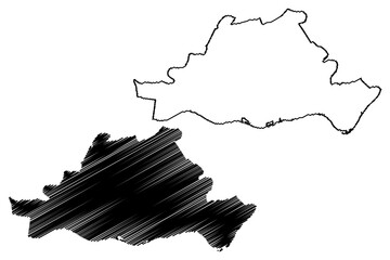 West Betuwe municipality (Kingdom of the Netherlands, Holland, Gelderland or Guelders province) map vector illustration, scribble sketch West Betuwe map