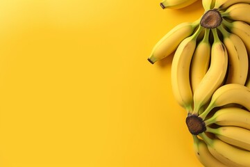 bananas displayed against a yellow backdrop, offering space for adding text or other elements. Generative AI