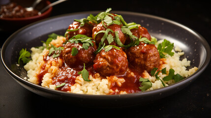 Turkey mince meatballs with couscous chipotle