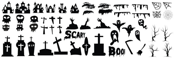 set of silhouettes of Halloween . Vector illustration design