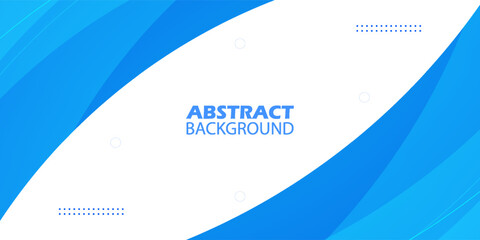 Bright blue colorful geometric business banner design. Creative banner design with wave shapes and lines on white background. Simple horizontal banner. Eps10 vector