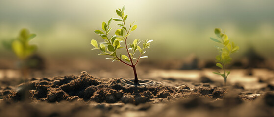 reforestation concept planting new trees sapling concept of Sustainability 