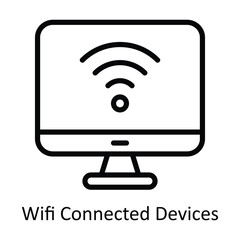 Wifi Connected Devices vector  outline Design illustration. Symbol on White background EPS 10 File