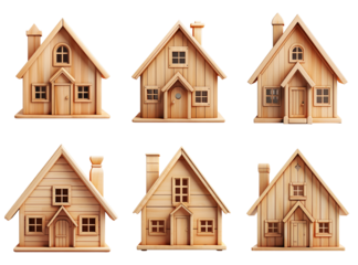 Toy wooden houses set.
