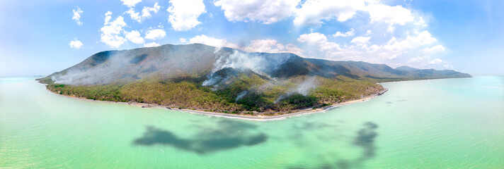 Panorama of fires North Queensland Australia