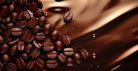 
Banner coffee beans on brown satin fabric. Coffee beans isolated on a brown background. Coffee...