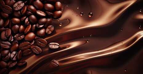 
Banner coffee beans on brown satin fabric. Coffee beans isolated on a brown background. Coffee...